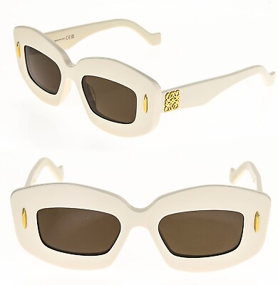 #ad LOEWE SCREEN Chunky ANAGRAM LW40114I Ivory Brown 40114 Geometric Sunglasses $329.04
