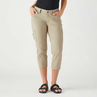 #ad Duluth Trading Women#x27;s Size 6 Dry on the Fly Capri Pants Smoky Tan Nylon Stretch $29.99