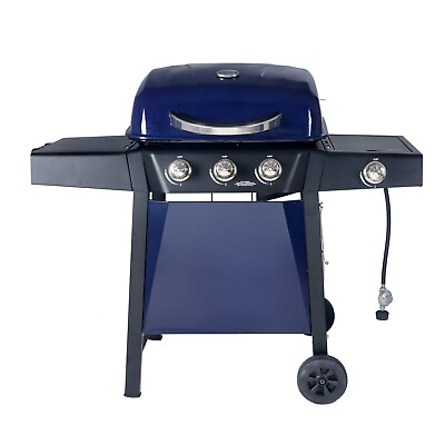 #ad New Heavy Duty 4 Burner Propane Gas BBQ Grill with Side Burner In bule Sedona $134.99
