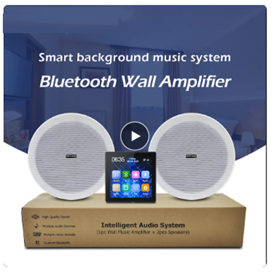 #ad Bluetooth Amplifier Frameless Ceiling Speakers Touch Screen Wall Music System $319.81