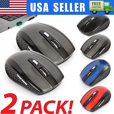 #ad 2 Wireless Optical Mouse Mice 2.4GHz USB Receiver For Laptop PC Computer DPI USA $8.89
