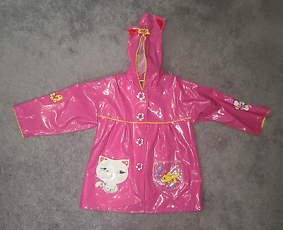 #ad Kidoarable Pink Raincoat Rain Jacket Cat Hood Mouse Butterfly Fish 4 5 Girls $15.99