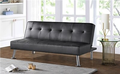 #ad Futon Sofa Couch Modern Faux Leather Sofa Bed Convertible Sofas Sleeper Black $149.99