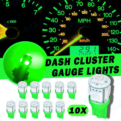 #ad 10x For Ford F150 F250 T10 168 194 LED Instrument Panel Dash Lights green Bulbs $10.26