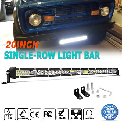 #ad 20inch Slim Led Light Bar Single Row Spot Flood Combo Work Fog Truck SUV ATV 21quot; $33.17