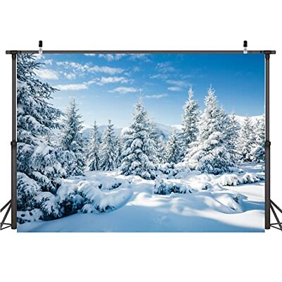 #ad 7X5FT Snowy Scenery Backdrop Winter Forest Snow Tree Photography Backdrop Out... $19.72