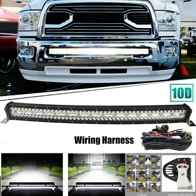 #ad #ad For 1500 2500 3500 2003 18 Bumper 42quot; Spot Flood LED Curved Light Bar Wiring Kit $111.58