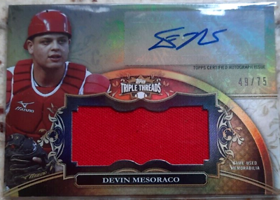 #ad 2013 TRIPLE THREADS RELIC AUTO PATCH DEVIN MESORACO 49 75 REDS $4.00