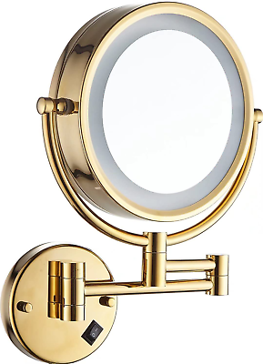 #ad Wall Mounted Makeup Mirror with LED Lighted 3 Tones LED Lights. Gold Finish 10X $65.74