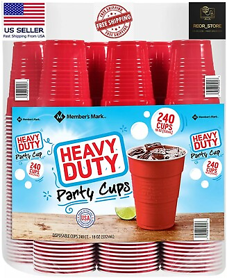 #ad Restaurant Heavy Duty Red Cups 18 oz. 240 ct. Party Cups Plastic NO SHIP TO NJ $22.47