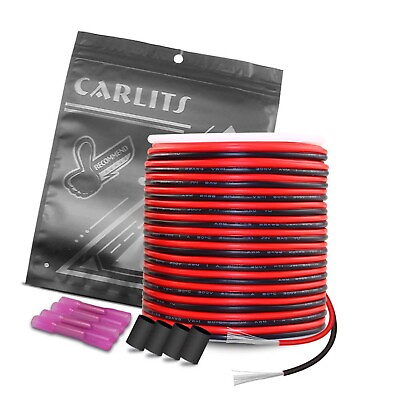 #ad 22AWG 100ft Extension Cable Wire Cord 30m Stranded Tinned Copper 22 Gauge 2 C... $30.44