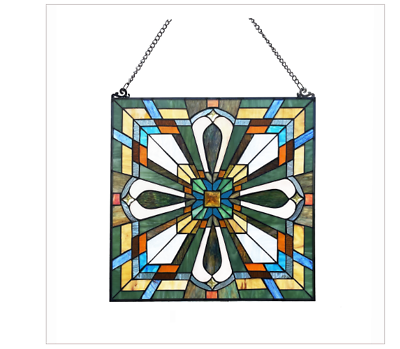 #ad CHLOE Lighting ARCHIE Mission Style Stained Glass Window Panel 20quot; Wide $279.99