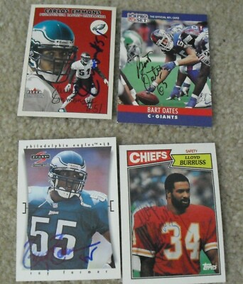 #ad Lot of 4 1980s 90s Signed Football Cards Burruss Farmer Oates Emmons $26.00