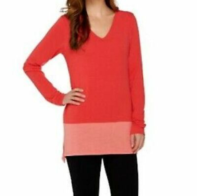 #ad Women with Control Womens 2X Controlways Colorblock Knit Tunic Top Hibiscus $21.95