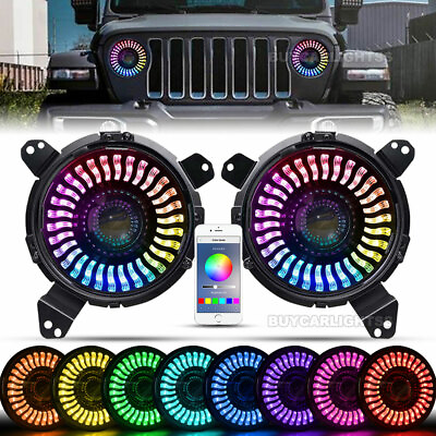 9quot; Bracket RGB Headlights Demon Eye for Jeep Wrangler JL JLU Gladiator 2018 2021 $188.99