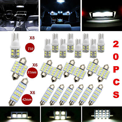 #ad 20Pcs Car Interior White combo LED Light bulbs Map Dome Door Trunk License Plate $4.99