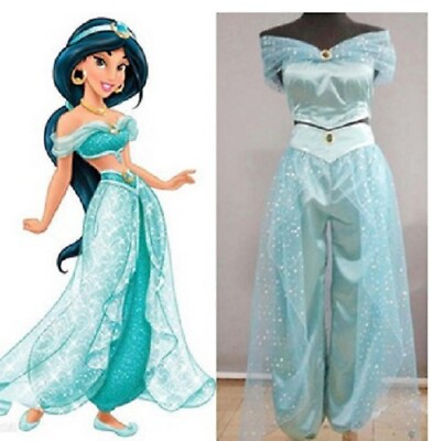 #ad Aladdin Jasmine Princess Costume Arabian Dress for Halloween Cosplay Women Girls $14.99