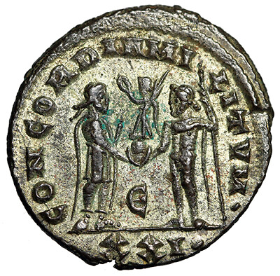 #ad Maximian Silvered Antoninianus quot;Emperor amp; Jupiterquot; Cyzicus Extremely Fine $270.00