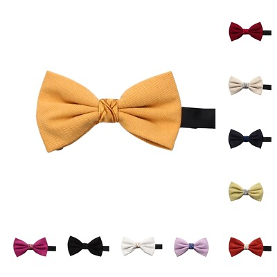 #ad Men#x27;s Cotton Solid Twill Pre tied Adjustable Bowtie Shiny Gold Thread Bow Tie $6.99