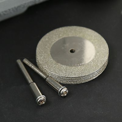 #ad 10PCS Diamond Cutting Off 40mm Wheel Disc Rotary Tool w 2 Arbor Shaft for Dreml $8.99