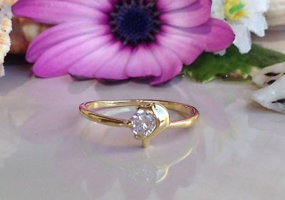 #ad 0.5ct Round Cut Simulated Diamond Ring 14k Yellow Gold Plated Dolphin Animal $59.99