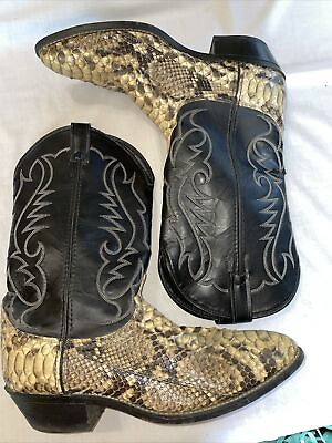 #ad Laredo Snakeskin Western Boots Men’s Size 11.5 EE Black Brown Leather Cowboy $49.88