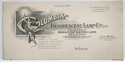 #ad Columbia Incandescent Light Co. Advertising Card Light Stock St. Louis MO $20.00