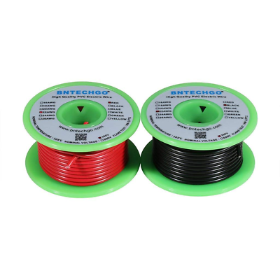 #ad 22 Gauge PVC 1007 Solid Electric Wire Red and Black Each 25 Ft 22 AWG 1007 Hook $18.23