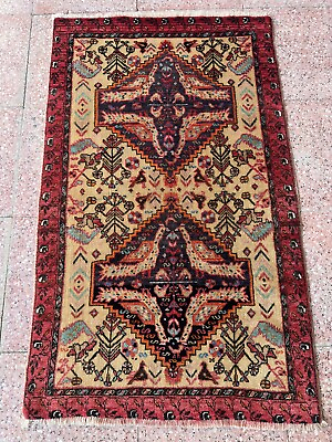 #ad Vintage Small Afghan Wool Rug Geometric Handmade Turkish Rug Handwoven 3x4 $650.00