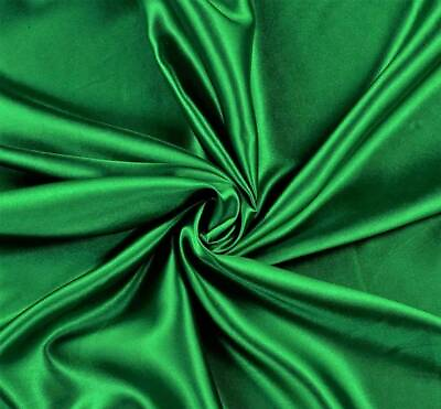 #ad KELLY GREEN SATIN CHARMEUSE POLYESTER FABRIC 60 DRESSMAKING SOLID SILKY SHINNY $10.99