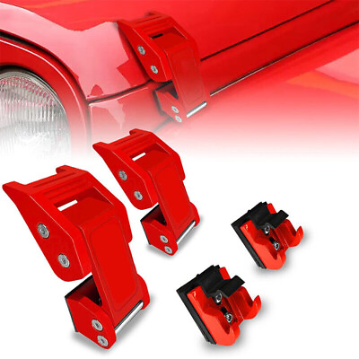 #ad New Punisher Metal Hood Latch Lock Catch For 2007 2017 Jeep Wrangler JK Red $27.99