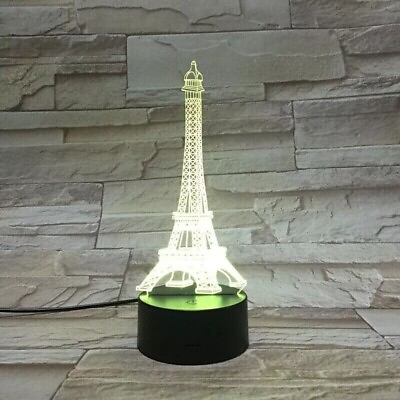 #ad 3D LED illusion Eiffel Tower USB 7Color Table Night Light Lamp Bedroom Gift $17.99