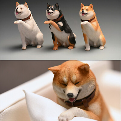 #ad JXK 1:6 Scale Change Head Play Cute Shiba Inu Model Animal Dog Collection Decor $36.99