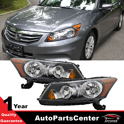 #ad For 2008 2012 Honda Accord Sedan Halogen Headlights Headlamps w o Bulbs Black $85.00