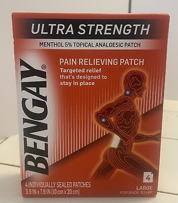 #ad Bengay Ultra Strength 4 Large Patches Analgesic 3.9quot; by 7.9quot; for Back or Hip $11.50