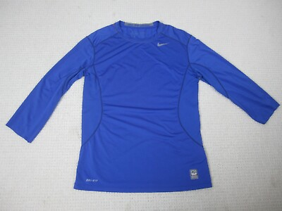 #ad Nike Shirt Mens Medium Blue Pro Combat Fitted Sports Dri Fit Compression Sports $12.00