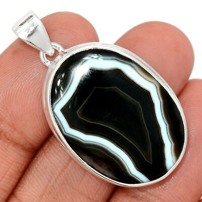 #ad Black Botswana 925 Sterling Silver Pendant Jewelry CP31601 $18.99