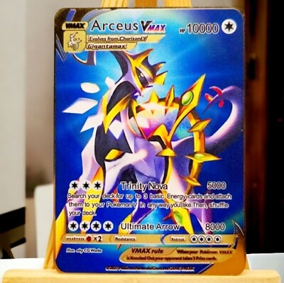 #ad Arceus VMAX Gold Metal Pokemon Card Collectible Gift Display $10.99