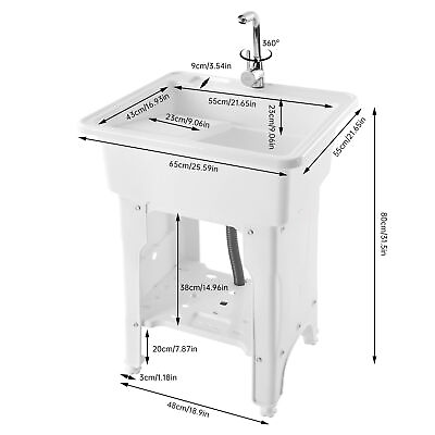 #ad Laundry Utility Sink Freestanding Outdoor Washing Tub Wash Station Sink amp; Faucet $86.91