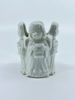 #ad Vintage Porcelain Angels Praying Halo Candle Never Used 3.5quot;H Religion Decor $9.87