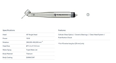 #ad NSK Ti Max X450 M4 Surgical 45° LED Speed Handpiece Dental Triple Water Jet 18W $399.95