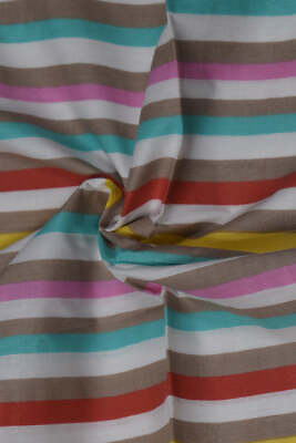 #ad Indian 100% Cotton Multi Striped Line Fabric Dressmaking Cotton Fabric 3 Yard US $24.68