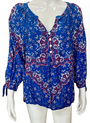 #ad Figueroa amp; Flower Blouse 3 4 Sleeves Top 100% Rayon Shirt Size XL New NWT $23.00