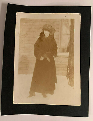 #ad Vintage Photo Cute Woman in Fur Coat amp; Guy in suit on the Back of the Photo#4755 $4.99