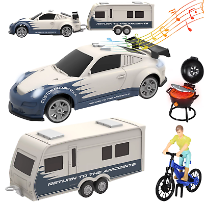 #ad Wisairt Transport Toys Car with RV Camper Trailer Vehicle Playset $29.99