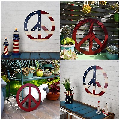 #ad Metal Treasured Red Peace Sign Decorative Metal Hanging Peace Sign Wall DecorArt $23.99