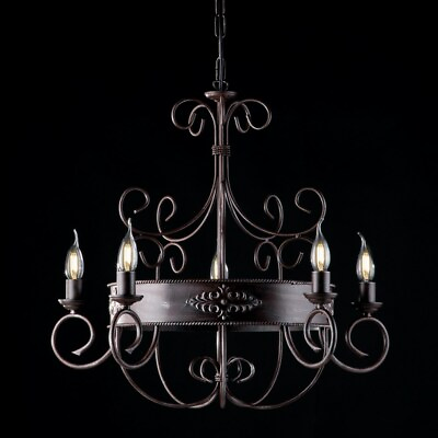 #ad Suspended Lights Wrought Iron Classic Vintage Black Rust $435.86