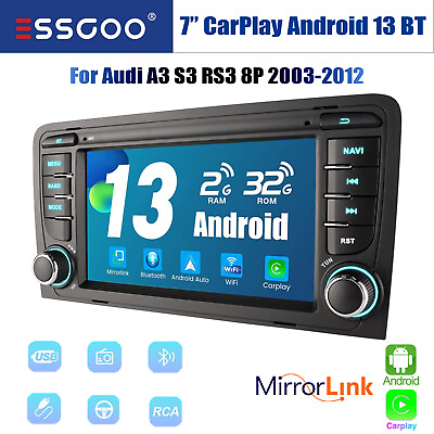 #ad Android13 CarPlay For Audi A3 S3 RS3 8P 8V 2003 13 Car Stereo Bluetooth WIFI 32G $151.39