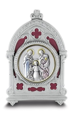 #ad #ad The Blessed Holy Family Gold Plate Framed Plaque in Burgundy Enamel Pewter Frame $71.88
