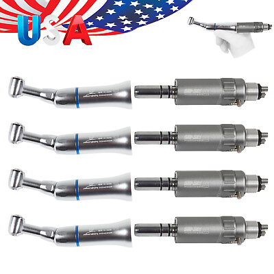 #ad 4 Kit Dental Push Button Contra Angle amp; 4Hole Air Motor Handpiece NSK Style $167.53